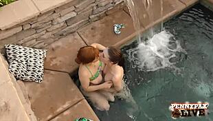 Hot Tub Action With Lesbians Penny Pax And Curvy Big Ass Licking
