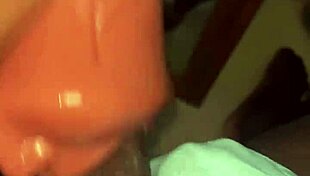 stocking-clad slave deepthroats sextoy until it gets nasty