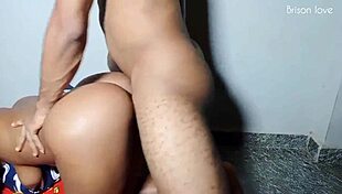 The curvy ebony amateur switched from pussy to the ass in anal doggystyle with big black cock