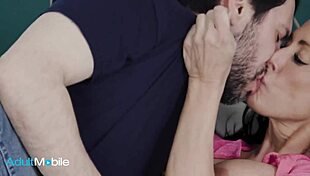 adultmobile - brunette milf cheats on husband with best friend and gets tits covered with cum