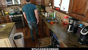 Stepmom rewarding helpful stepson with a hard fuck