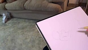 muscular artist cant help getting hard while drawing a sexy busty milf - angel cruz & silvana lee