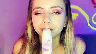 in a tale of tiny sweet seduction, the cute latina with pierced nipples uses dildos and toys to entice