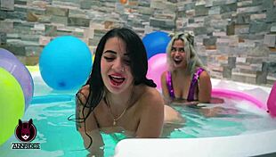 playing my friend in jacuzzi with her pussy and toys