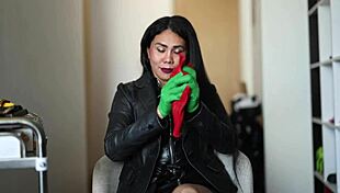 Leather Glove Fetish Asmr, Mistress In Femdom Play With Gloves And Leather.