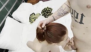 Teen swallowing a stiff cock