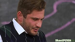 Shy students cum to sex ed. Teacher watches intensely