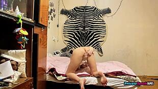 Russian girl pleasures tight pussy on private tape with wet fingering and lingerie