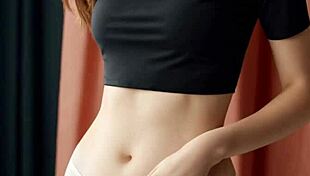 Model in panties and dark top