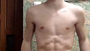 Flex skinny boy in underwear