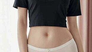 Model in panties and dark top