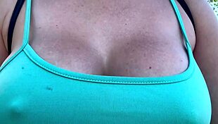 Italian milf with big tits and hard nipples walks in florida public