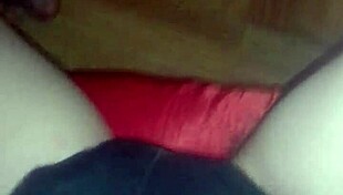 Skinny girl caresses pussy in shorts to orgasm