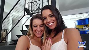 Sexies Tara Ashley And Vienna Black Kiss After Miles Long Cumshot On Them