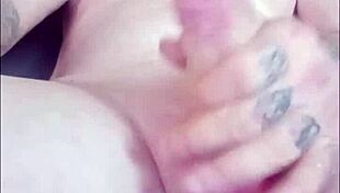 Solo jerkoff session ends in massive cumshot.