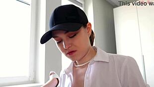 Skinny Travesty Girl Dominates Big Milf with Massive Tits.