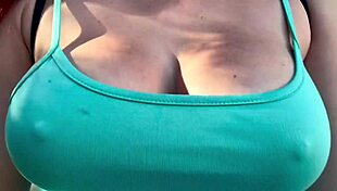 Italian milf with big tits and hard nipples walks in florida public