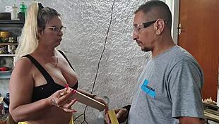 British chubby milf tiffany montavani deepthroats virgin boy's monster cock on car for money, orgasm humiliation