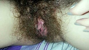 Quick masturbation in the bed hairy pussy close up orgasm big clit cumming