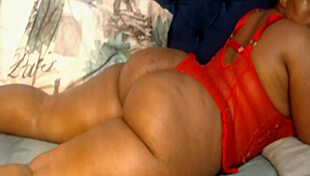 Young ebony teases in bathroom