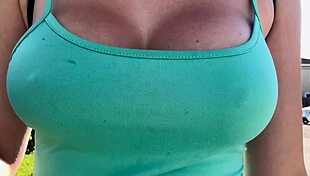 Italian milf with big tits and hard nipples walks in florida public