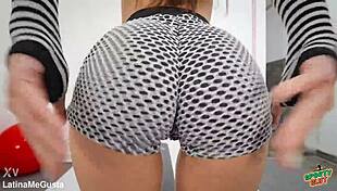 Busty Brunette Working Out Skinny Babe