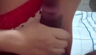 Prostitute girl chats with husband about her crazy day while jerking him off