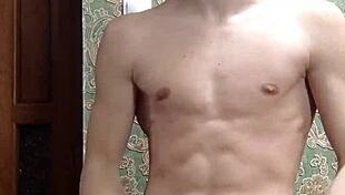 Flex skinny boy in underwear