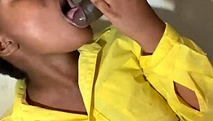 I'm milking my big tits on the desk with cum