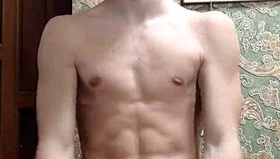 Flex skinny boy in underwear