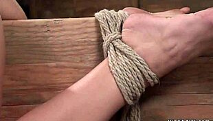 Brunette in stockings gets strictly bound.