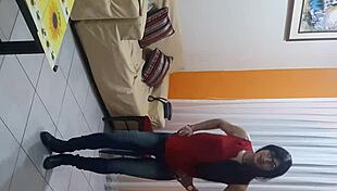 sexy and sweet crossdressing transsexual in lingerie outdoors