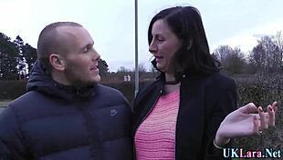 mature woman in heels receives subtle cumshot