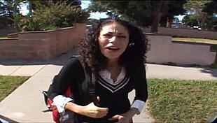 slim natural latina girl summer bailey with curly hair tricked to pickup fuck