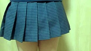 schoolgirl in bloomers, gym clothes, see-through underwear, and school swimsuit for anal play