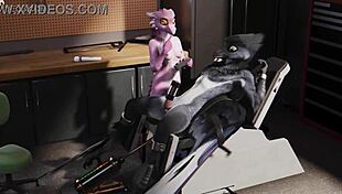 the furry bird is bound and milked by his girl