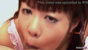 tiny dick classmate convinces virgin teen for first blowjob and swallow!