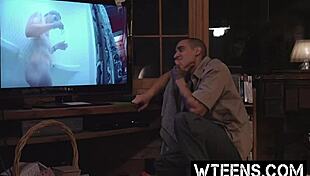 petite blonde showered at haunted house bathroom snatched by freaky dick