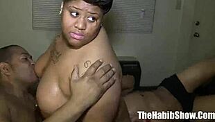 BBW getting her pussy banged by a wild threesome in the hood! 😈