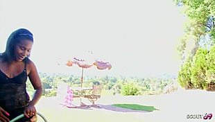 Tall black ebony step-sister tricks monster cock guy for taboo fuck at home