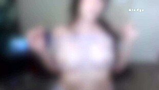 amateur mia nyx shows off her sexy pink hairy pussy in see through lingerie, bra and panties with blur edit