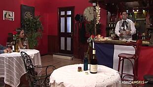 amazing maid shares delicious cocks with another babe on the sofa