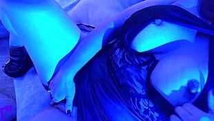 hot latina milf under blue light gets oral sex dildo play and juicy vaginal fluids with orgasms