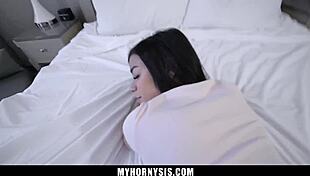 slutty stepsister works stepbros cock with her mouth - myhornysis