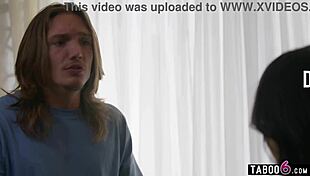 Chinese teen 18+ stepsister catches stepbro perving on milf stepmom. She joins in the taboo fun.