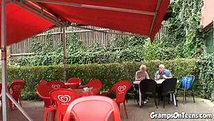 teen fucked by oldie in the woods during outdoor encounter