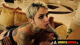 Accidental gangbang - tattooed leigh raven takes double penetration in hot gangbang