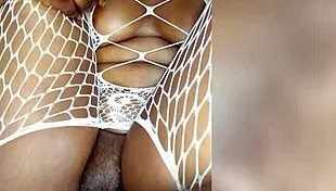 Black Ebony Whore Riding Dildo In Lingerie