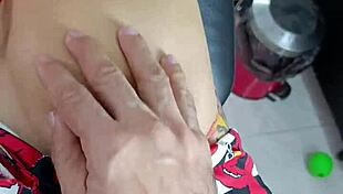 10 Inch Toy Teasing Her Pierced Nipples And Pussy Close Up