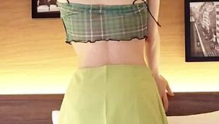 japanese beautiful girl shows off her navel-baring outfit